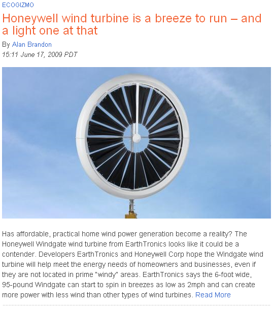 Lightweight wind turbine for home use